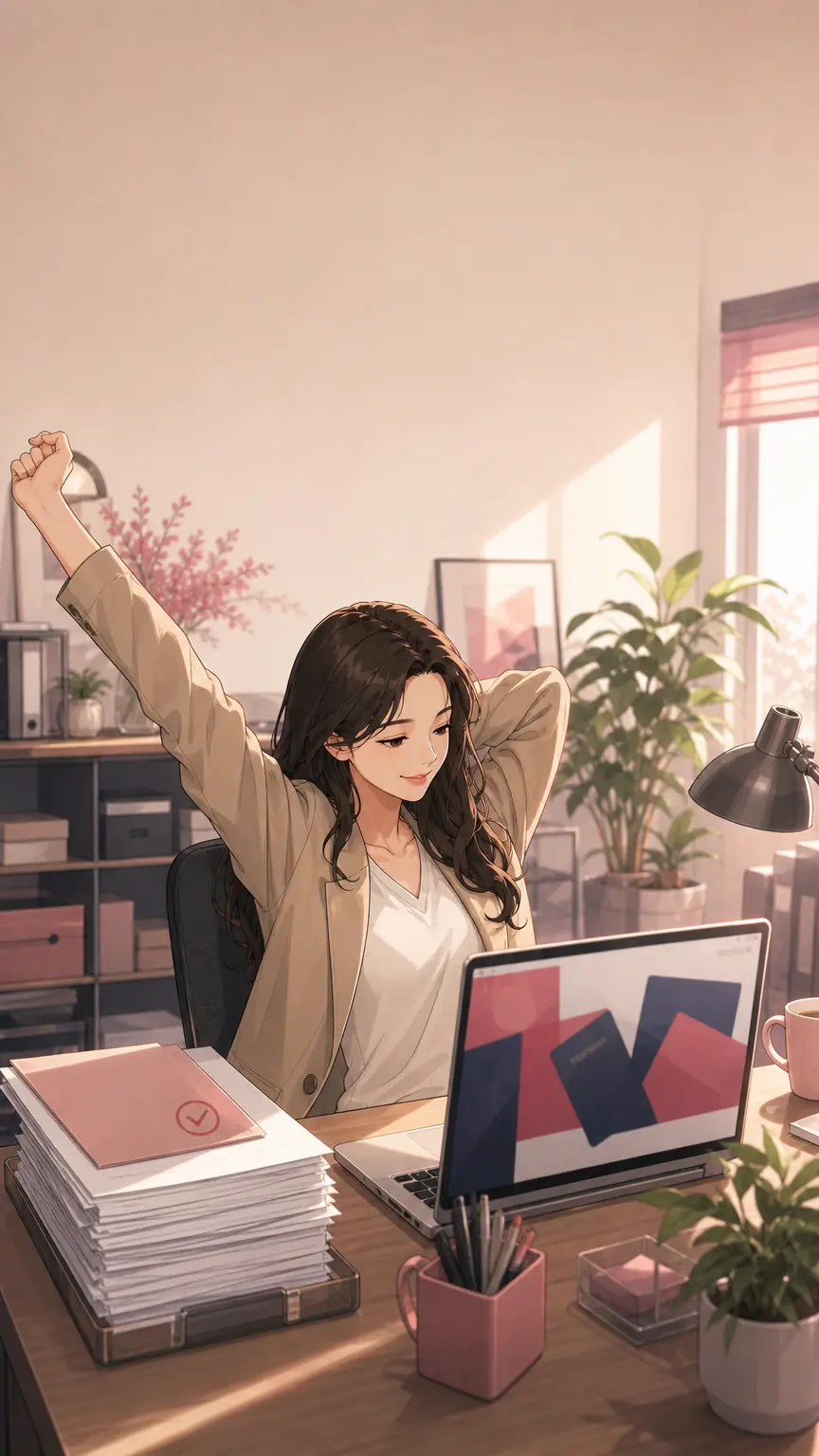 월마감을 끝내고 자기 브랜드 작업을 하는 팀원